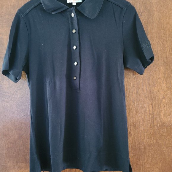 Tory Burch - Black Button Short Sleeve Polo Shirt - size: L - Picture 6 of 6